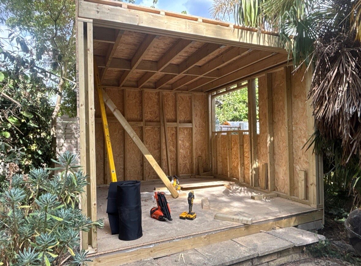 Garden room build progress landscape photo 12
